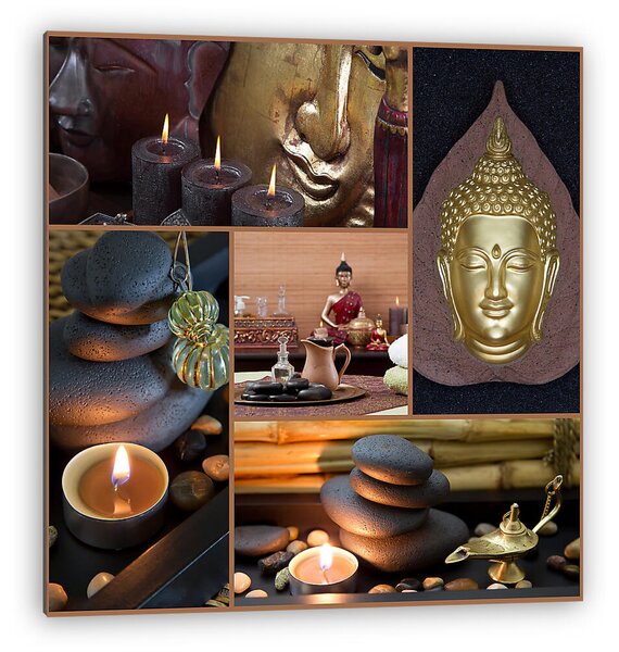 Ázsiai Spa dekoráció Buddha barna és fekete színben (vászonkép)