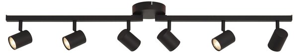 Modern fekete 6 égős GU10 50mm mennyezeti spotlámpa háttérvilágítással és 3 állású kapcsolóval - Back Up