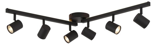 Modern fekete 6 égős GU10 50mm mennyezeti spotlámpa háttérvilágítással és 3 állású kapcsolóval - Back Up