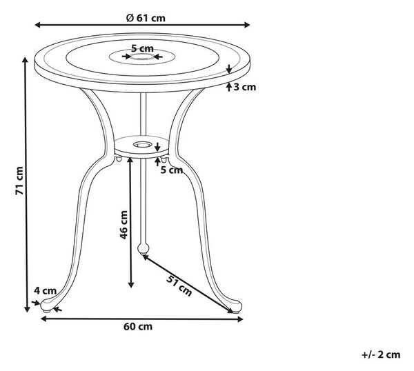 Bisztró asztal DASCIO 61 cm 61 cm Fém Törtfehér