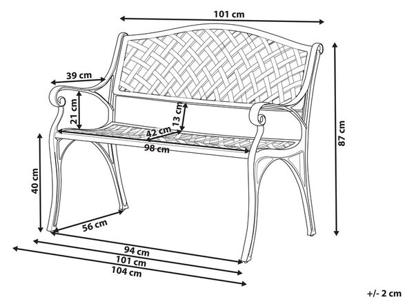 Kerti pad STAGGIA 104 cm Fém Barna