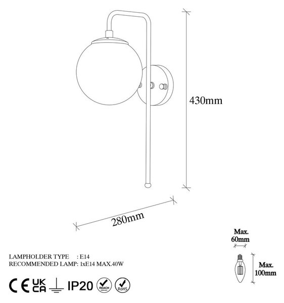 Fali lámpa, Arany - KNOP