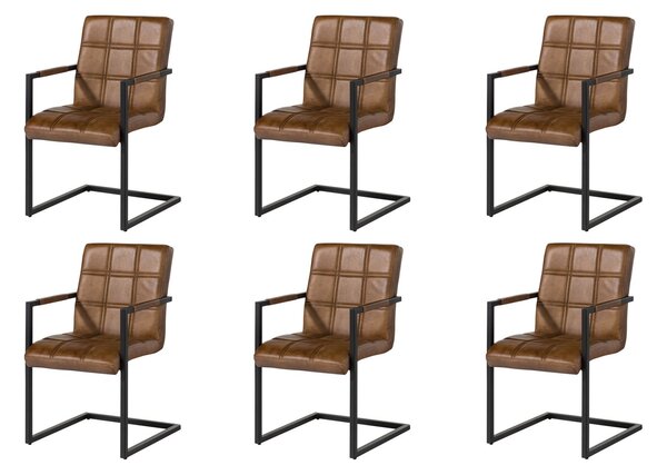 DARKNESS Valódi bőr fotel, 51x62x79, barna 6 darabos készlet