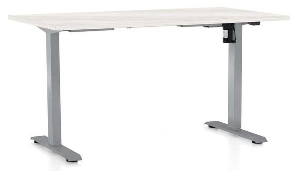 OfficeTech A állítható magasságú asztal, 120 x 80 cm, szürke alap, fehér kőris