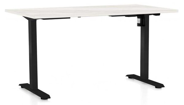 OfficeTech A állítható magasságú asztal, 120 x 80 cm, fekete alap, fehér kőris