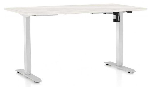 OfficeTech A állítható magasságú asztal, 120 x 80 cm, fehér alap, fehér kőris