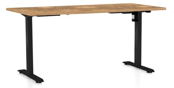 OfficeTech A állítható magasságú asztal, 160 x 80 cm, fekete alap, arany tölgy