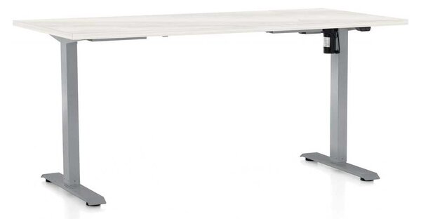 OfficeTech A állítható magasságú asztal, 160 x 80 cm, szürke alap, fehér kőris