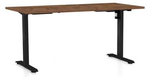 OfficeTech A állítható magasságú asztal, 160 x 80 cm, fekete alap, silverjack tölgy