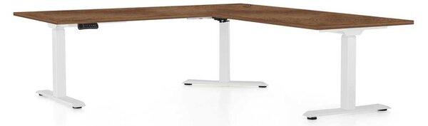 OfficeTech Angle állítható magasságú asztal, 180 x 200 cm, fehér alap, silverjack tölgy