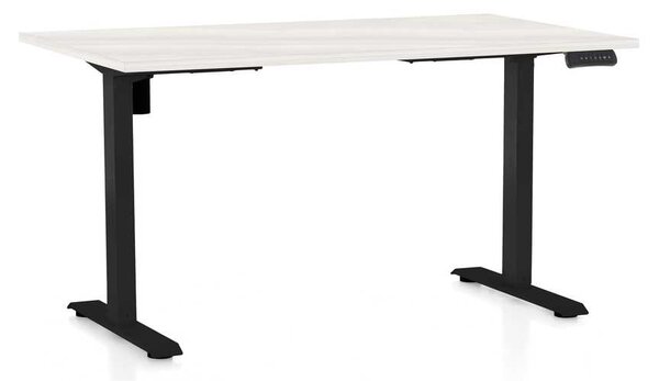 OfficeTech B állítható magasságú asztal, 120 x 80 cm, fekete alap, fehér kőris