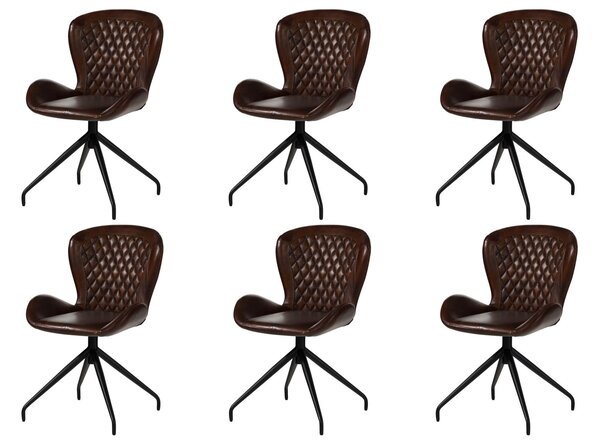 DARKNESS Valódi bőr fotel, 61x52x86, barna 6 darabos készlet