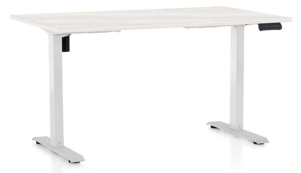 OfficeTech B állítható magasságú asztal, 140 x 80 cm, fehér alap, fehér kőris