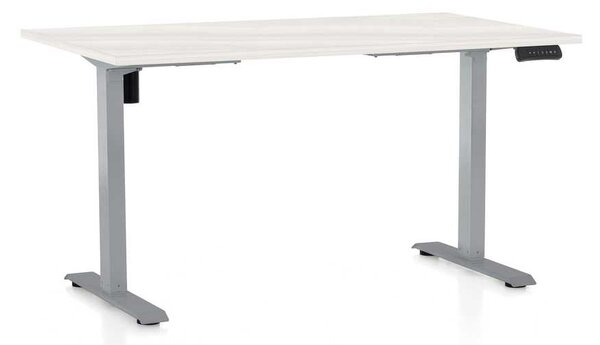 OfficeTech B állítható magasságú asztal, 120 x 80 cm, szürke alap, fehér kőris