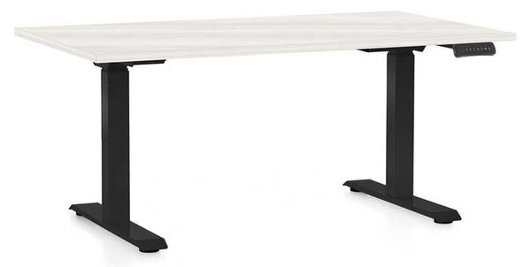 OfficeTech C állítható magasságú asztal, 120 x 80 cm, fekete alap, fehér kőris