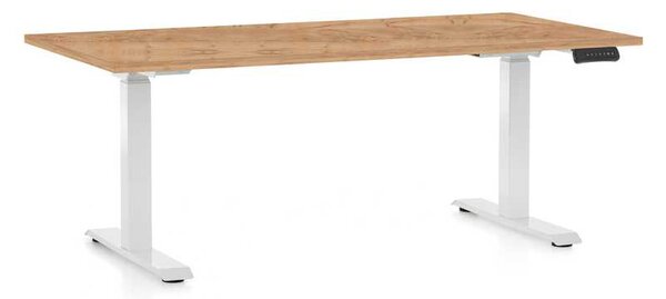 OfficeTech C állítható magasságú asztal, 160 x 80 cm, fehér alap, craft tölgy