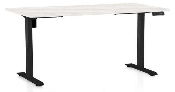 OfficeTech B állítható magasságú asztal, 160 x 80 cm, fekete alap, fehér kőris