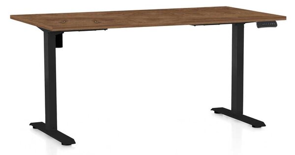 OfficeTech B állítható magasságú asztal, 160 x 80 cm, fekete alap, silverjack tölgy