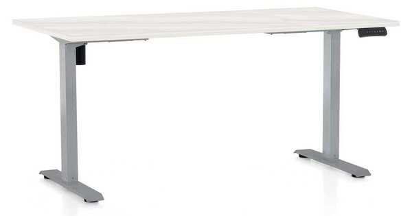 OfficeTech B állítható magasságú asztal, 160 x 80 cm, szürke alap, fehér kőris