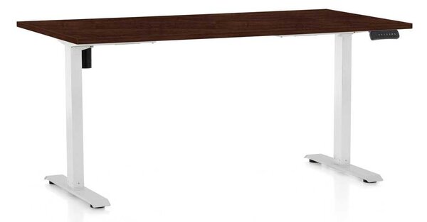 OfficeTech B állítható magasságú asztal, 160 x 80 cm, fehér alap, wenge