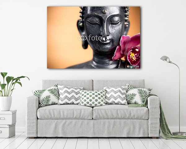 Buddha és orchidea virág (vászonkép)
