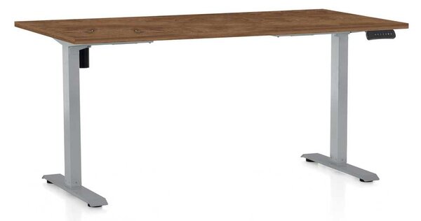 OfficeTech B állítható magasságú asztal, 160 x 80 cm, szürke alap, silverjack tölgy