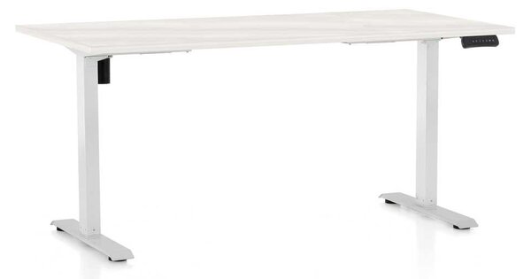 OfficeTech B állítható magasságú asztal, 160 x 80 cm, fehér alap, fehér kőris