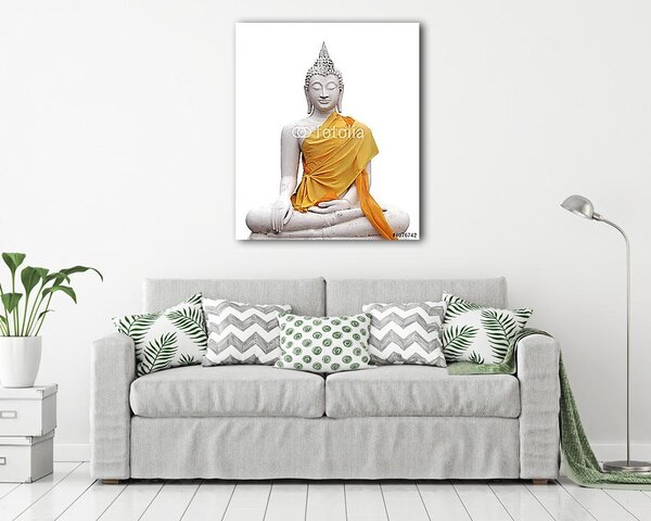 Buddha szobor fehér alapon (vászonkép)