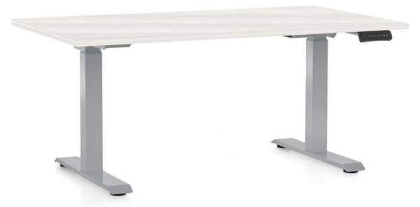 OfficeTech D állítható magasságú asztal, 120 x 80 cm, szürke alap, fehér kőris