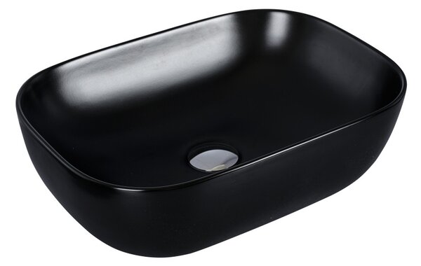 Eros SMILE 3 - PULTRA ültethető - Top Counter - porcelán mosdó - MATT FEKETE - 46,5 x 32,5 x 13 cm