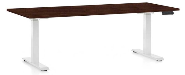 OfficeTech C állítható magasságú asztal, 180 x 80 cm, fehér alap, wenge