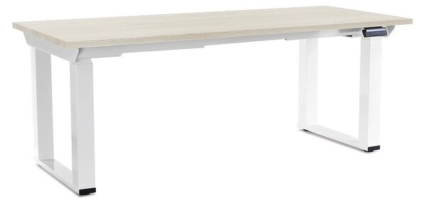 OfficeTech Strong állítható magasságú asztal 180 x 80 cm, fehér alap, fehér kőris