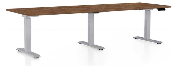 OfficeTech Long állítható magasságú asztal, 240 x 80 cm, szürke alap, silverjack tölgy