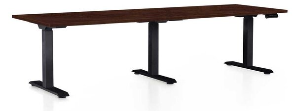 OfficeTech Long állítható magasságú asztal, 240 x 80 cm, fekete alap, wenge