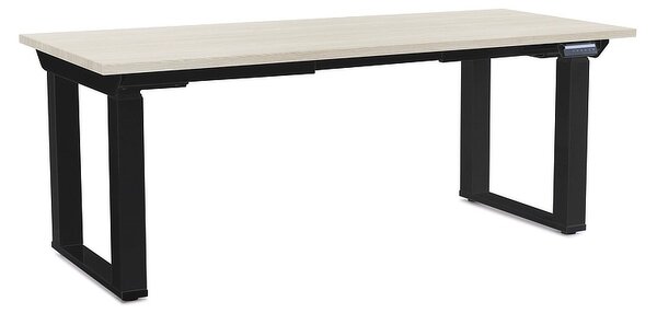 OfficeTech Strong állítható magasságú asztal 180 x 80 cm, fekete alap, fehér kőris