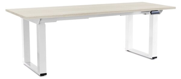 OfficeTech Strong állítható magasságú asztal 200 x 80 cm, fehér alap, fehér kőris