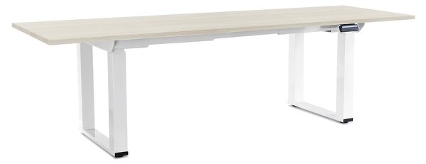 OfficeTech Strong állítható magasságú asztal 240 x 80 cm, fehér alap, fehér kőris