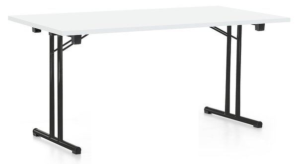 Összecsukható asztal 160 x 80 cm, fekete lábak, fehér