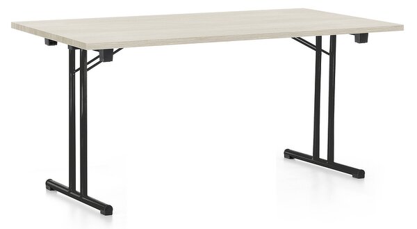 Összecsukható asztal 160 x 80 cm, fekete lábak, fehér kőris