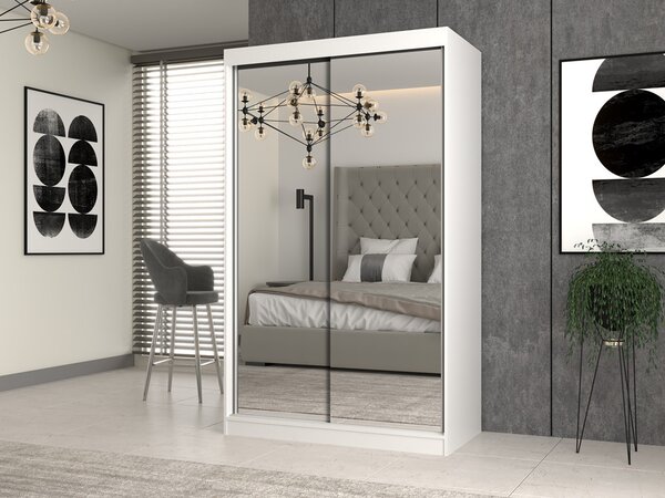 Aldabra IGA 120 A tolóajtós gardróbszekrény 120x61x200, 2 tükörrel, fehér