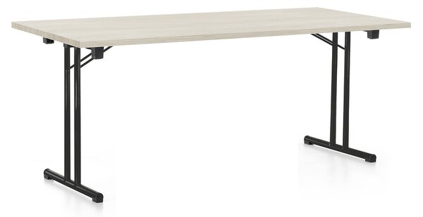 Összecsukható asztal 180 x 80 cm, fekete lábak, fehér kőris