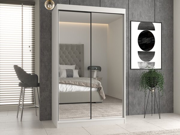 Aldabra IGA 120 A tolóajtós gardróbszekrény 120x61x200, 2 tükörrel, fehér
