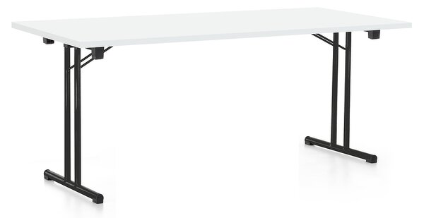 Összecsukható asztal 180 x 80 cm, fekete lábak, fehér