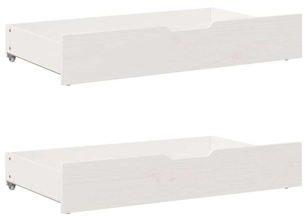 VidaXL 2 db fehér tömör fenyőfa ágy alatti fiók 95 x 55 x 17 cm