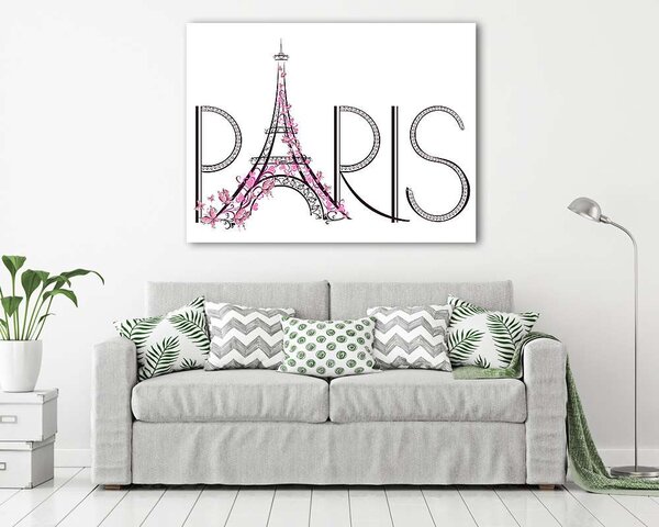 Eiffel-torony párizsi betűkkel (vászonkép)