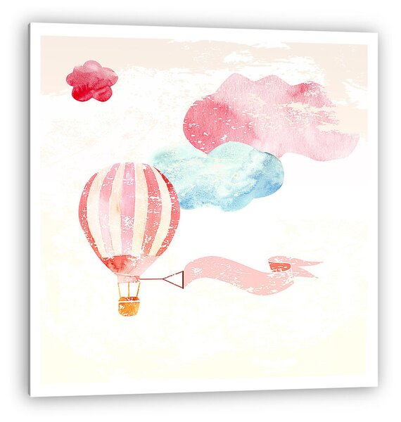 Hőlégballon a pasztel felhők felett (vászonkép)