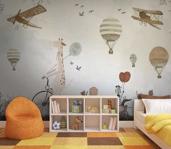 Fotótapéta Légtechnikai felvonulás akvarell stílusban, Gyerek fotótapéta, u08348 : Uwalls.hu