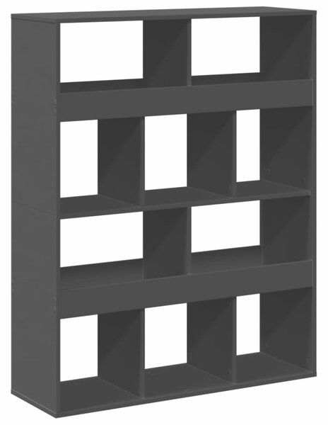 Fa Könyvespolc - Fekete - 10 Rekesz - 100x33x125,5cm