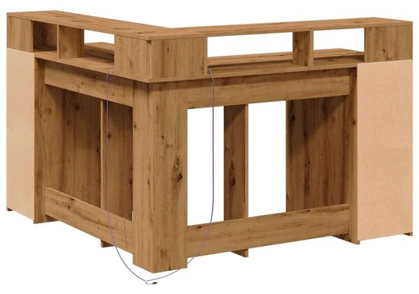VidaXL Sarok Íróasztal LED-del és Tárolóval - 130x130 cm