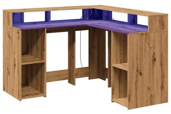 VidaXL Sarok Íróasztal LED-del és Tárolóval - 130x130 cm